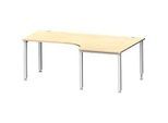 Schäfer Shop Genius Winkelschreibtisch MODENA FLEX 90°, Ansatz rechts, 4-Fuss-Quadratrohr, B 2000 mm, ahorn/weiss