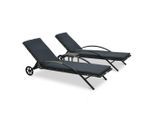 vidaXL Sonnenliegen mit Tisch Poly Rattan Anthrazit