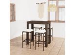 vidaXL 5-tlg. Gartenbar-Set mit Kissen Poly Rattan Braun