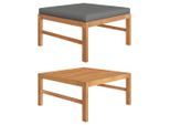 vidaXL Fußhocker mit Dunkelgrauer Auflage Massivholz Teak