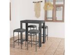 vidaXL 5-tlg. Gartenbar-Set mit Kissen Poly Rattan Grau