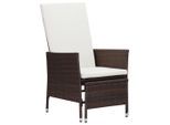 vidaXL Garten-Liegestuhl mit Auflagen Poly Rattan Braun