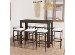 vidaXL 9-tlg. Gartenbar-Set mit Kissen Poly Rattan Braun