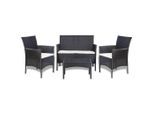 vidaXL 4-tlg. Garten-Lounge-Set mit Auflagen Poly Rattan Schwarz