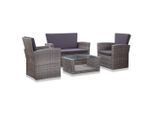 vidaXL 4-tlg. Garten-Lounge-Set mit Kissen Poly Rattan Grau