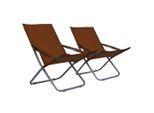 vidaXL Klappbare Strandstühle 2 Stk. Stoff Braun