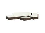 vidaXL 6-tlg. Garten-Lounge-Set mit Auflagen Poly Rattan Braun