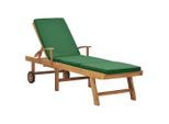 vidaXL Sonnenliege mit Auflage Massivholz Teak Grün