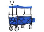vidaXL Klappbarer Handwagen mit Sonnendach Stahl Blau