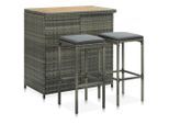 vidaXL 3-tlg. Bar Set Poly Rattan Grau