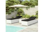 vidaXL 3-tlg. Garten-Sonnenliegen mit Teetisch Poly Rattan Weiß