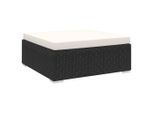 vidaXL Modular-Fußhocker 1 Stk. + Auflagen Poly Rattan Schwarz