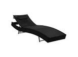 vidaXL Sonnenliege mit Kissen Poly-Rattan Schwarz