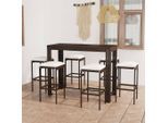 vidaXL 7-tlg. Gartenbar-Set mit Kissen Poly Rattan Braun