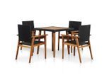vidaXL 5-tlg. Garten-Essgruppe Poly Rattan Schwarz und Braun