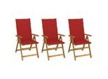 vidaXL Klappbare Gartenstühle 3 Stk. mit Auflagen Massivholz Akazie