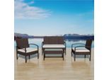vidaXL 4-tlg. Garten-Lounge-Set mit Auflagen Poly Rattan Braun