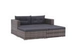 vidaXL 3-tlg. Garten-Lounge-Set mit Auflagen Poly Rattan Grau
