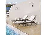 vidaXL Sonnenliegen mit Tisch Poly Rattan Braun
