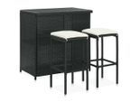 vidaXL 3-tlg. Bar Set Poly Rattan Schwarz