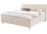 Stauraumbett ALINA "Maike", beige (beige gcp 11), B:219cm H:112cm L:218cm, Chenille GCP (100% Polyester), Betten, Stauraumbett, inklusive motorisch verstellbaren Lattenrost, wahlweise mit Matratze