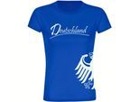 multifanshop Damen T-Shirt - Deutschland - Adler seitlich - Druck weiß - Frauen