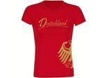 multifanshop Damen T-Shirt - Deutschland - Adler seitlich Gold - Druck gold metallic - Frauen