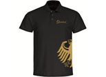 multifanshop Poloshirt - Deutschland - Adler seitlich Gold - Druck gold metallic - Polo