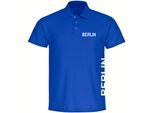 multifanshop Poloshirt - Berlin blau - Brust & Seite - Druck weiß - Polo