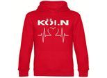 multifanshop Kapuzen Sweatshirt - Köln - Herzschlag - Druck weiß - Hoodie