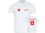 multifanshop Kinder T-Shirt - Stuttgart - Trikot Nummer 12 - Druck rot - Kind