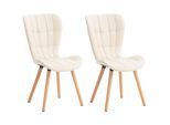 CLP 2er Set Esszimmerstuhl Elda I Stoff, Kunstleder, Samt I Lehnstuhl Mit Robustem Holzgestell Und Stilvollen Ziernähten