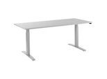Schäfer Shop Select Schreibtisch LOGIN, elektrisch höhenverstellbar, Rechteck, T-Fuss, B 1800 x T 800 x H 645-1290 mm, lichtgrau/weissaluminium
