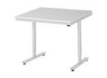 Rau ESD-Arbeitstisch Adlatus, elektrisch höhenverstellbar, 28 mm Spanplatte mit Melaminbelag, bis 150 kg, B 1000 x T 1000 x H 720-1120 mm, lichtgrau