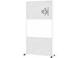 MAUL Stellwandsystem MAULconnecto, 2x Akustikvlies hell, 1x Whiteboard, Klettverbindung, auf Rollen, H 1800 x B 1000 mm, weiss