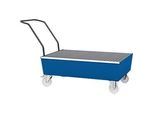 Auffangwanne ASECOS, Stahl, fahrbar, mit Gitterrost, 200 l Auffangvolumen, B 850 x T 1450 x H 1150 mm, lackiert