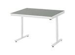 Rau Arbeitstisch Adlatus, elektrisch höhenverstellbar, 25 mm Spanplatte, Linoleumbelag, 150 kg, B 1250 x T 1000 x H 720-1120 mm, hellgrau/lichtgrau