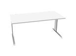 Schäfer Shop Pure Schreibtisch PLANOVA BASIC, Rechteck, C-Fuss, B 1600 x T 800 x H 717 mm, weiss + Kabelkanal