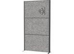 MAUL Stellwandsystem MAULconnecto Uplight, 3 x Akustikvlies dunkel, LED-Leuchte mit 2500 lm & 4000 k, Klettverbindung, Standfuss, H 1800 x B 1000 mm, anthrazit