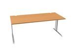 Schäfer Shop Pure Schreibtisch PLANOVA BASIC, Rechteck, C-Fuss, B 1800 x T 800 x H 717 mm, Buche/weiss + Kabelkanal