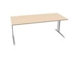 Schäfer Shop Pure Schreibtisch PLANOVA BASIC, Rechteck, C-Fuss, B 1800 x T 800 x H 717 mm, Ahorn/weiss + Kabelkanal