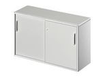 Schäfer Shop Genius Beistellschrank TETRIS SOLID, 2 OH, in Schreibtischhöhe, B 1200 mm, 25 mm Abdeckplatte, lichtgrau/weissalu