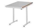 Rau Arbeitstisch Adlatus, elektrisch höhenverstellbar, 25 mm MDF-Platte, Edelstahlbelag, bis 150 kg, B 750 x T 1000 x H 720-1120 mm, silber/lichtgrau