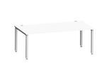 Schreibtisch MODENA FLEX, Rechteck, 4-Fuss Quadratrohr, B 2000 x T 1000 x H 720-820 mm, weiss/weissaluminium