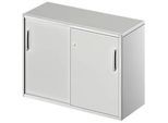 Schäfer Shop Genius Beistellschrank TETRIS SOLID, 2 OH, in Schreibtischhöhe, B 1000 mm, 25 mm Abdeckplatte, lichtgrau/weissalu