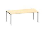 Schreibtisch MODENA FLEX, Rechteck, 4-Fuss Quadratrohr, B 2000 x T 1000 x H 720-820 mm, Ahorn/weissaluminium