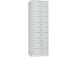 Schliessfachschrank, Stahlbl., Türanschl. rechts, Zylinderschloss, 20 Fächer, B 600 x H 1800 mm, l.grau RAL 7035/l.grau RAL 7035