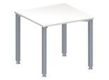 Schäfer Shop Genius Konferenztisch MODENA FLEX, Quadrat, 4-Fuss Quadratrohr, B 800 x T 800 x H 720-840 mm, weiss/weissaluminium RAL 9006