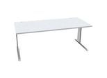 Schäfer Shop Pure Schreibtisch PLANOVA BASIC, Rechteck, C-Fuss, B 1800 x T 800 x H 717 mm, lichtgrau/weissaluminium + Kabelkanal