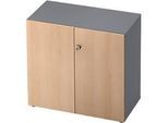 Aktenschrank TOPAS LINE, 2 Ordnerhöhen, Türen abschliessbar, graphit/Eiche-Dekor